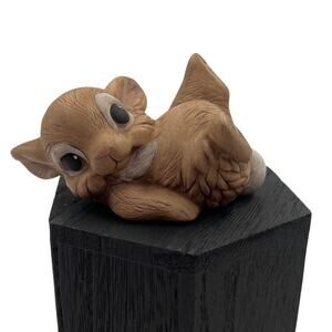 Vintage 4 Inch Brown Bunny Figurine Handmade MCM Cottage Core Knickknack